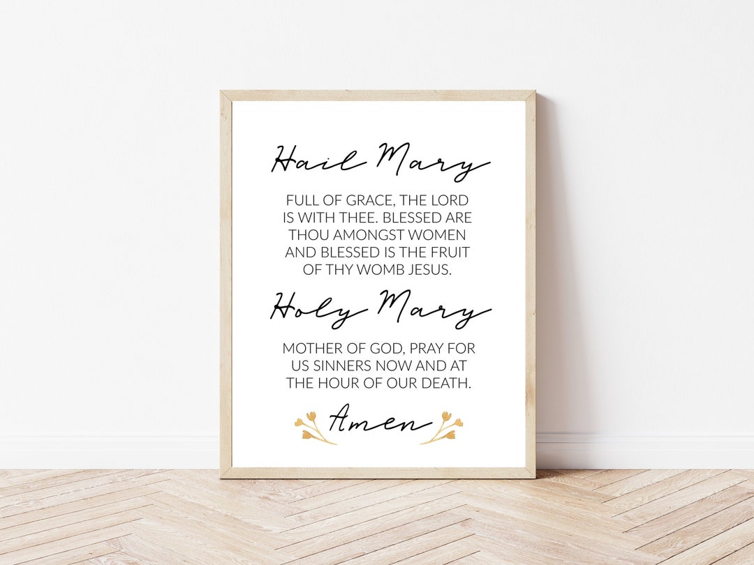Hail Mary Prayer Printable Holy Mary Print Catholic Prayers - Etsy