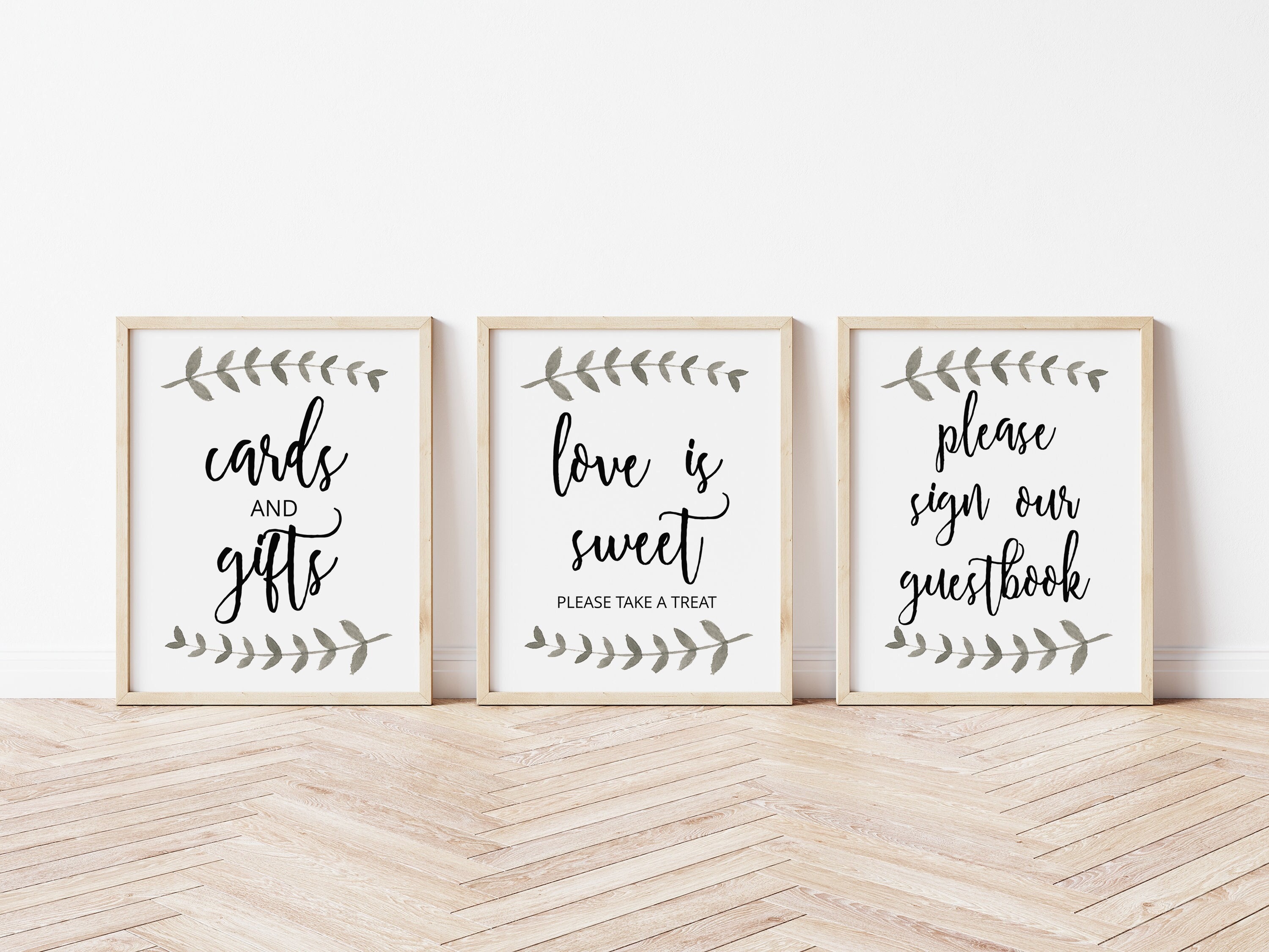 Set of 3 Wedding Sign Printables, Bridal Shower Printables, Love is Sweet, Guestbook Sign, Cards ...