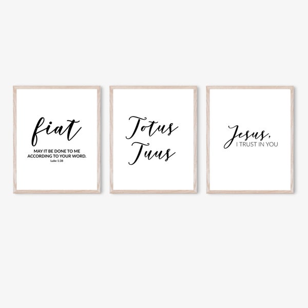 Set of 3 Faith Printables, Jesus I Trust in You Printable, Religious Print, Catholic Wall Art, Faith Printable, Divine Mercy Print