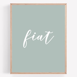 Puede incluir: Una impresi&oacute;n enmarcada con un fondo azul claro y la palabra "fiat" escrita en cursiva blanca.