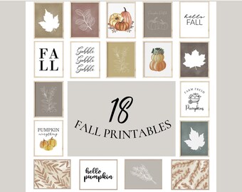 Fall Printable Bundle, Autumn Printables, Thanksgiving Printables, Fall Wall Decor, Autumn Wall Art, Pumpkin Printables, Fall Leaves Print