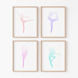 Pastels Dancers Printable, Set of 4 Ballerina Printables, Dancing Wall Art, Girls Room Artwork, Dance Printables, Ballet Dance Printables