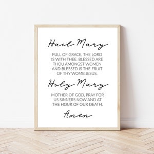 Hail Mary Prayer Printable, Holy Mary Print, Catholic Prayers ...