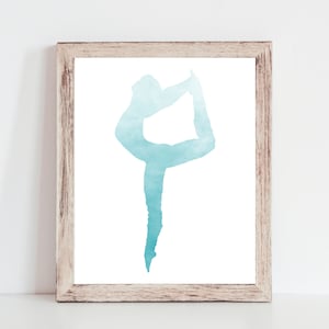 Blue Watercolor Dancer Printable - Ombre Blue, Aqua Blue Print, Dance Print, Ballet Print, Dancer Stilhoutte, Instant Download