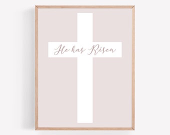 He Has Risen Printable, Neutral Easter Decor, Cross Printable, Easter Printable, Christian Easter Printable, Catholic Printable, Cross Print