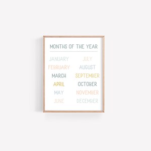 Months of the Year Printable, School Printable, Months Print, School Room Printable, Months Printable, School Print, Homeschool Printable image 3