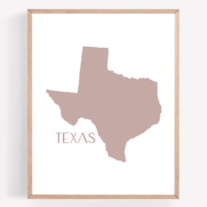 Texas Printable, Mauve State Print, State Wall Art, Texas State Decor, Home Sweet Home Print, Texas Art Print, Home State Printable