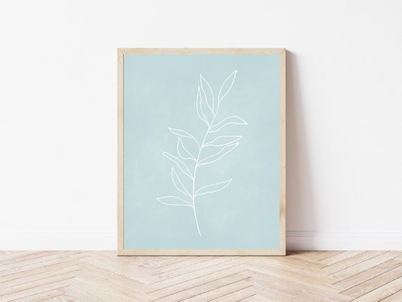 Aqua Botanical Printable Blue Chalkboard Printable Plant | Etsy