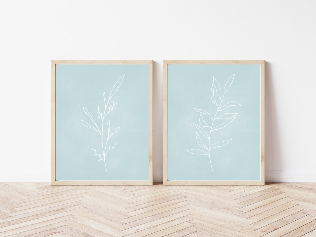Botanical Chalkboard Printables Set of 2 Prints Blue - Etsy