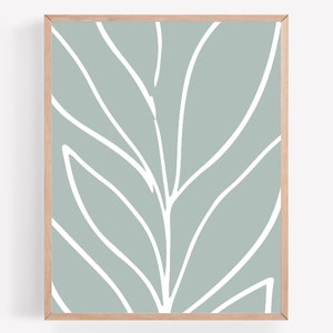Blaues abstraktes Blatt druckbar, Nahaufnahme Blätter Druck, blaue botanische druckbare, minimalistische Wandkunst, abstrakt druckbar, einfache moderne Drucke