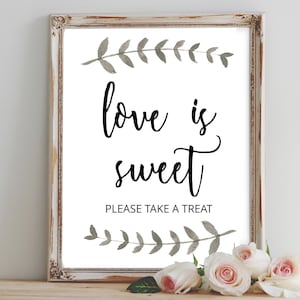 Love is Sweet Sign Printable, Wedding Sign, Bridal Shower, Party Sign, Wedding Decor, Bridal ...