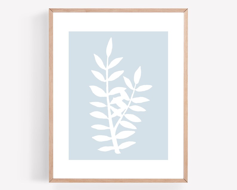 Blue Botanical Printable Set of 4, Coastal Printables, Palm Leaves ...