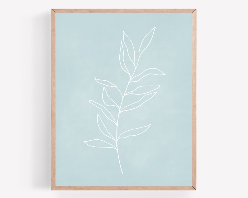Aqua Botanical Printable, Blue Chalkboard Printable, Plant Print ...