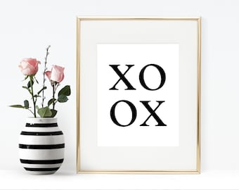 XOXO Printable - Valentine Printable, Hugs and Kisses, Minimal Printable, For Her, Wall Decor, Gift For Her, Instant Download, 8x10, 5x7 4x6