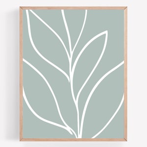 Blaues abstraktes Blatt druckbar, Nahaufnahme Blätter Druck, blaue botanische druckbare, minimalistische Wandkunst, abstrakt druckbar, einfache moderne Drucke