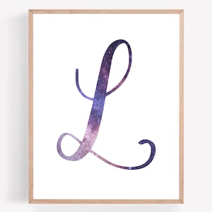 Galaxy L Initial Printable Artwork, 8x10 Initial Printable, Wall Decor, Galaxy L Print, Purple Printable, Initial Wall Art, Home Decor Print
