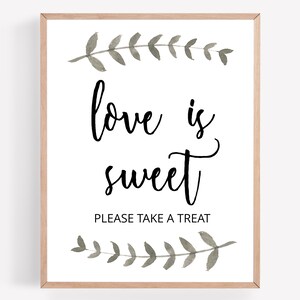 Love is Sweet Sign Printable, Wedding Sign, Bridal Shower, Party Sign, Wedding Decor, Bridal Party Decor, Sweets Table, Instant Download