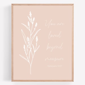 Ephesians 3:19 Printable, Pink Floral Print, Faith Printable, Religious Print, Christian Catholic Print, Religious Wall Art, Pink Botanical
