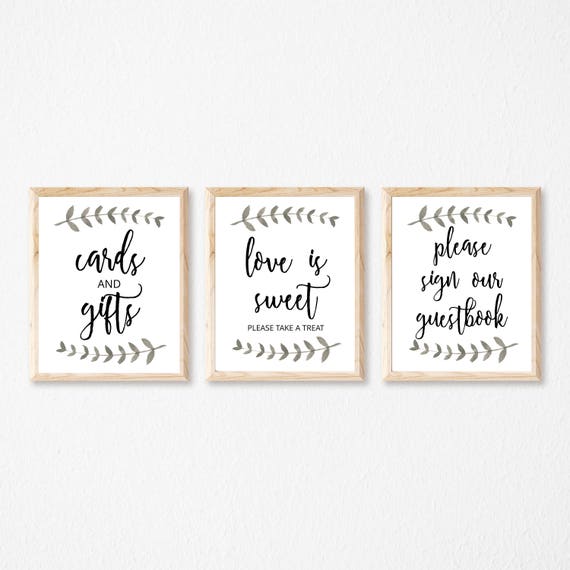 Set of 3 Wedding Sign Printables Bridal Shower Printables | Etsy