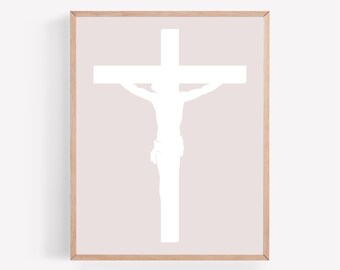 Crucifix Printable, Neutral Easter Printable, Cross Printable, Catholic Printable, Faith Printable, Christian Printable, Easter Wall Art