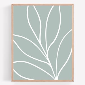 Blaues abstraktes Blatt druckbar, Nahaufnahme Blätter Druck, blaue botanische druckbare, minimalistische Wandkunst, abstrakt druckbar, einfache moderne Drucke