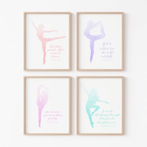 Pastel Dancers Printable, Set of 4 Ballerina Printables, Dancing Wall Art, Girls Room Artwork, Dance Printables, Ballet Dance Printables