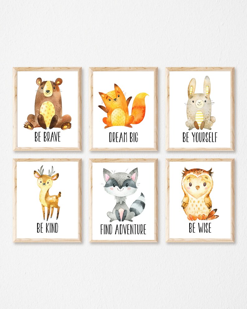 Set of 6 Nursery Printable, Woodland Nursery, Nursery Decor, Woodland ...