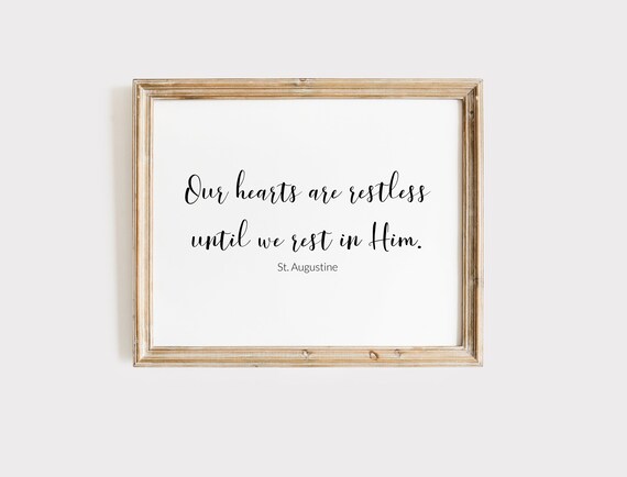St. Augustine Printable, Our Hearts are Restless Print, Religious Printable, Catholic Printable, Faith Wall Art, Saint Quote Printable