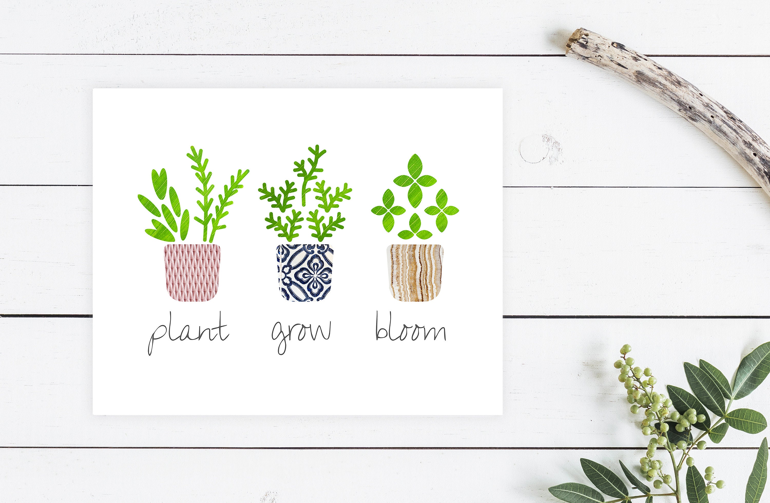 Plant Grow Bloom Printable Plant Print Potted Plants | Etsy