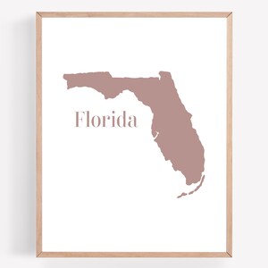 Florida Printable, DIGITAL DOWNLOAD, Florida Mauve Print, Florida Beach Wall Art, Boho Florida Wall Decor, Watercolor Florida Printable
