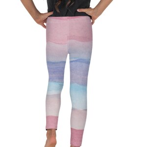 Leggings di unicorno pastello per ragazza, pantaloni per bambini piccoli, vestito da festa di compleanno di unicorno, leggings per ragazze Ombre viola rosa, regalo per bambina immagine 3