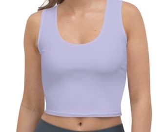 Lavanda Crop Top per le donne, Canotta viola chiaro aderente, Camicia colorata lilla solida, Abiti estivi viola pastello, Regalo per amante viola