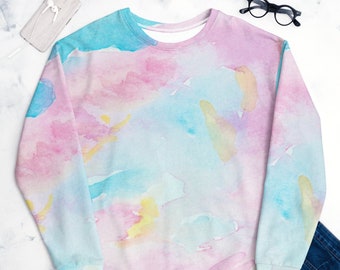 Pastel Tie Dye Crewneck Sweatshirt, Preppy Colorful Pullover for Women, Tye Dye Sweater, Spring Clothing for Women, Trendy Sweatshirt 2024