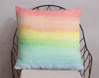 Pastel Rainbow Pillow, Ombre Rainbow Pillow Case Cover, Colorful Throw Pillows for Couch, Pastel Rainbow Decor, Colorful Spring Decor 2024