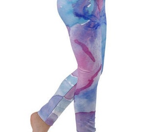 Art Leggings for Girl, Toddler Baby Yoga Pants, Handmade Watercolor Galaxy Girls Leggings, Colorful Kids Clothes 2023, Unique Gift for Girl