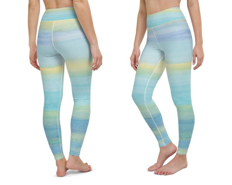 Blue Ombre Yoga Leggings Womens Leggings Blue Yoga Clothing Etsy