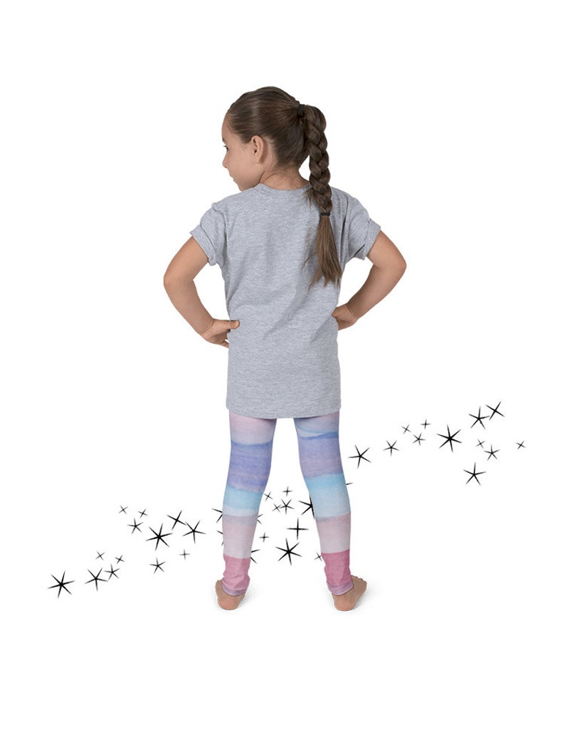 Leggings di unicorno pastello per ragazza, pantaloni per bambini piccoli, vestito da festa di compleanno di unicorno, leggings per ragazze Ombre viola rosa, regalo per bambina immagine 6