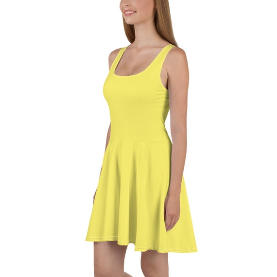 Solid Yellow Skater Dress for Women Midi Casual Daytime Dresses Bright Yellow Fit and Flare Sundress Colorful Dress Summer Clothing 2024 Etsy Canada