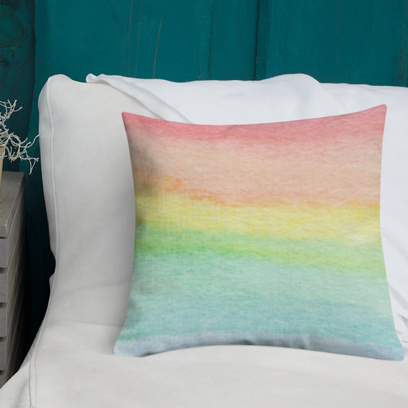 Pastel Rainbow Pillow, Ombre Rainbow Pillow Case Cover, Colorful Throw Pillows for Couch, Pastel Rainbow Decor, Colorful Spring Decor 2024 18X18 inches