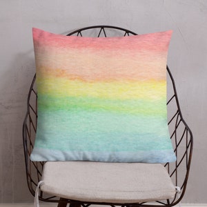 Pastel Rainbow Pillow, Ombre Rainbow Pillow Case Cover, Colorful Throw Pillows for Couch, Pastel Rainbow Decor, Colorful Spring Decor 2024 image 2