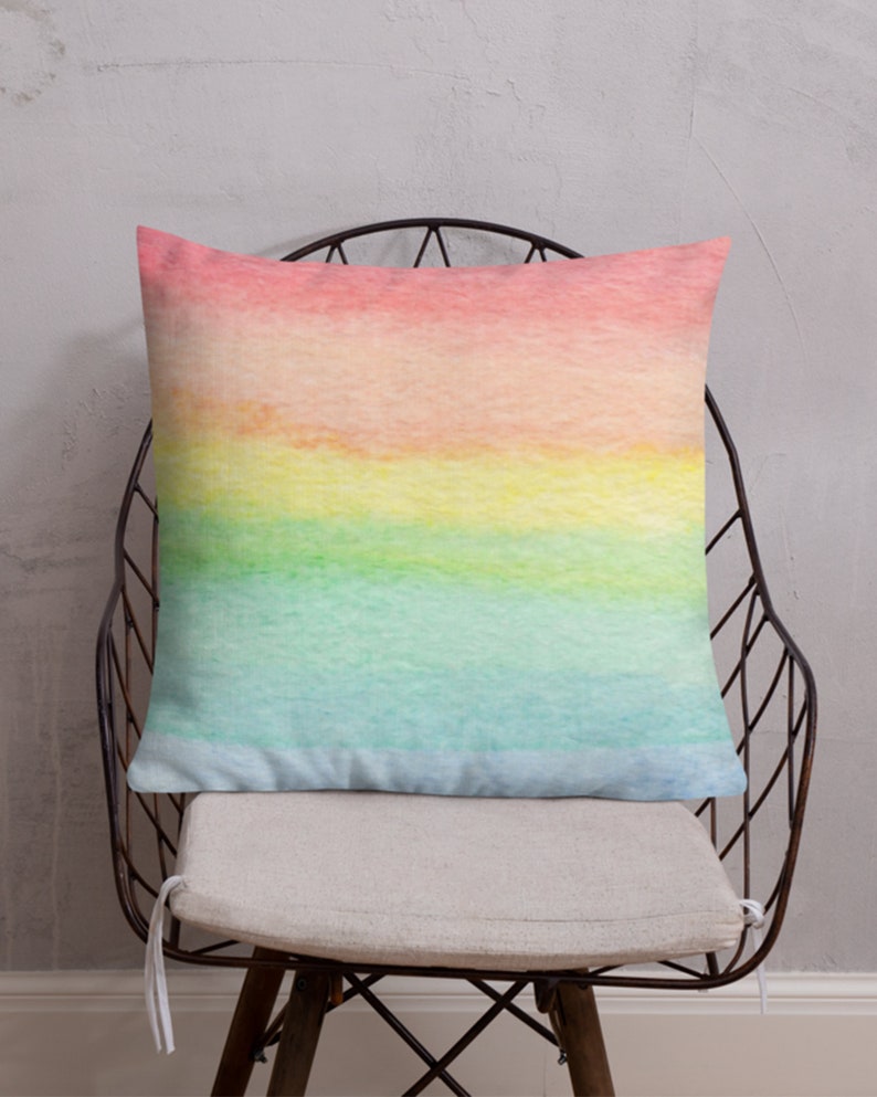 Pastel Rainbow Pillow, Ombre Rainbow Pillow Case Cover, Colorful Throw Pillows for Couch, Pastel Rainbow Decor, Colorful Spring Decor 2024 image 2