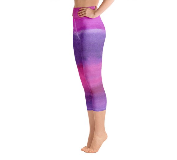 Leggings capri de entrenamiento morado, pantalones de yoga de talle alto,  ropa activa para mujer, capris fucsia, leggings de gimnasio Ombre, prueba  de sentadillas que absorben el sudor -  México