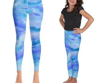 Mommy and Me Workout Leggings, Blue Girls Leggings, Spring Mommy Me Yoga Pants, Mother Daughter Workout Clothes, Mom and Baby Activewear