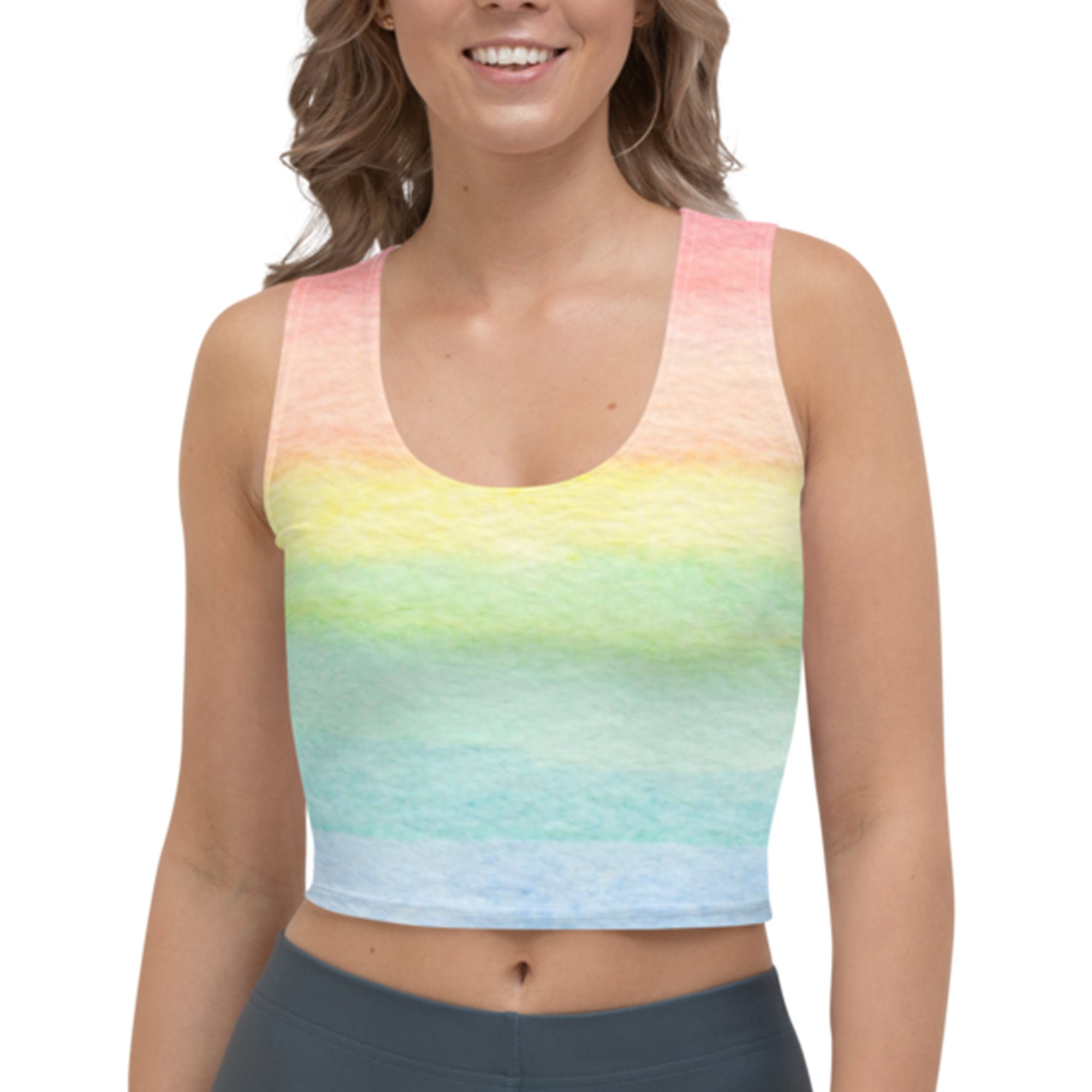 Duplikering Bytte Føde Pastel Rainbow Crop Top Womens Sleeveless Rainbow Tank Cute - Etsy