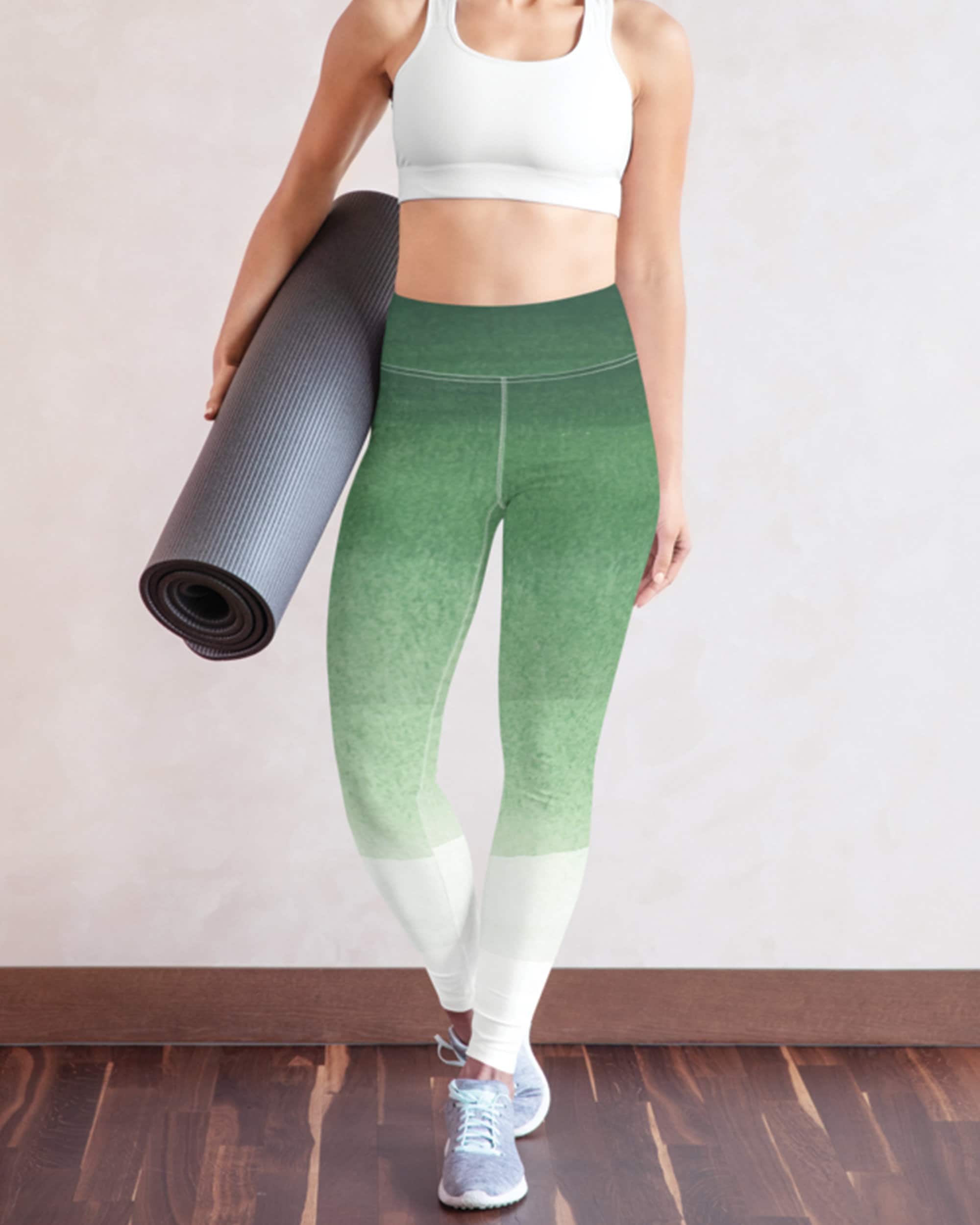 Watercolor Green Yoga Pants 