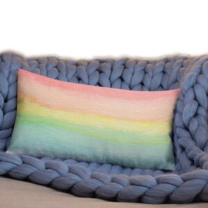 Pastel Rainbow Pillow, Ombre Rainbow Pillow Case Cover, Colorful Throw Pillows for Couch, Pastel Rainbow Decor, Colorful Spring Decor 2024 image 3