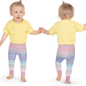 Leggings di unicorno pastello per ragazza, pantaloni per bambini piccoli, vestito da festa di compleanno di unicorno, leggings per ragazze Ombre viola rosa, regalo per bambina immagine 4