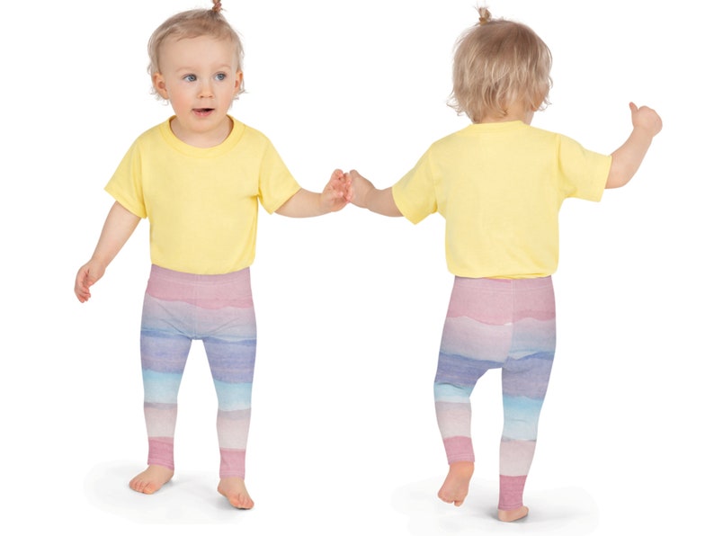 Pastel Unicorn Leggings for Girl, Toddler Baby Pants, Unicorn Birthday Party Outfit, Pink Purple Ombre Girls Leggings, Toddler Girl Gift image 4