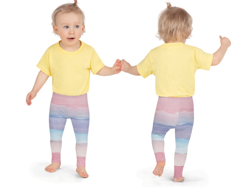 Leggings di unicorno pastello per ragazza, pantaloni per bambini piccoli, vestito da festa di compleanno di unicorno, leggings per ragazze Ombre viola rosa, regalo per bambina immagine 4