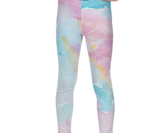 Pastel Tie Dye Leggings for Girl, Toddler Baby Yoga Pants, Hand-Designed Tie Dye Girls Leggings, Colorful Kids Clothes, Unique Gift for Girl